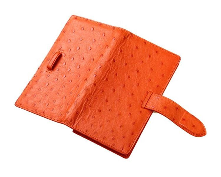 Bright Orange Dot Embossed Long Fold Wallet with Binding Strap, Multi-Slot Handheld Card Purse for Daily Outfit Matching