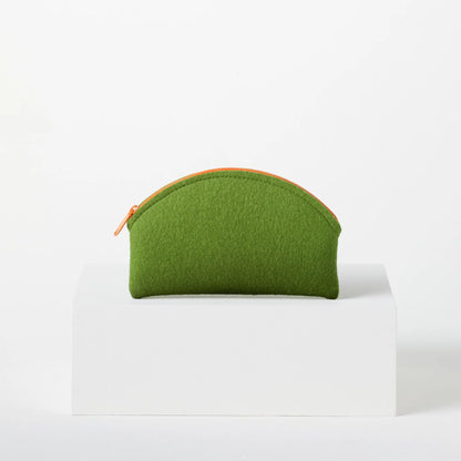 Multi Tone Curved Half Moon Zipper Storage Bag with Contrast Zipper, Light Small Cosmetic Pouch for Daily Outfit Collocation