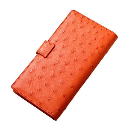 Bright Orange Dot Embossed Long Fold Wallet with Binding Strap, Multi-Slot Handheld Card Purse for Daily Outfit Matching